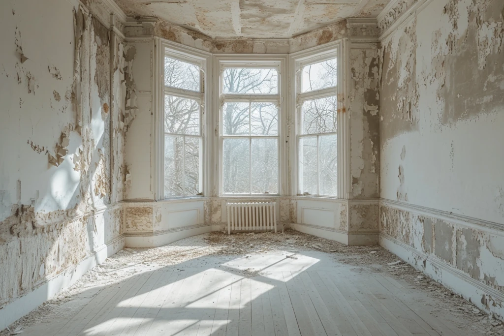 all wallpaper removed in room